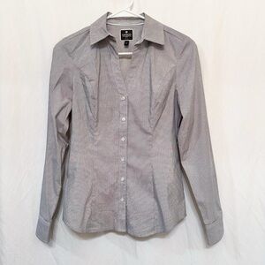 Express White and Black Pattern The Essential Shirt Long Sleeve Button Up